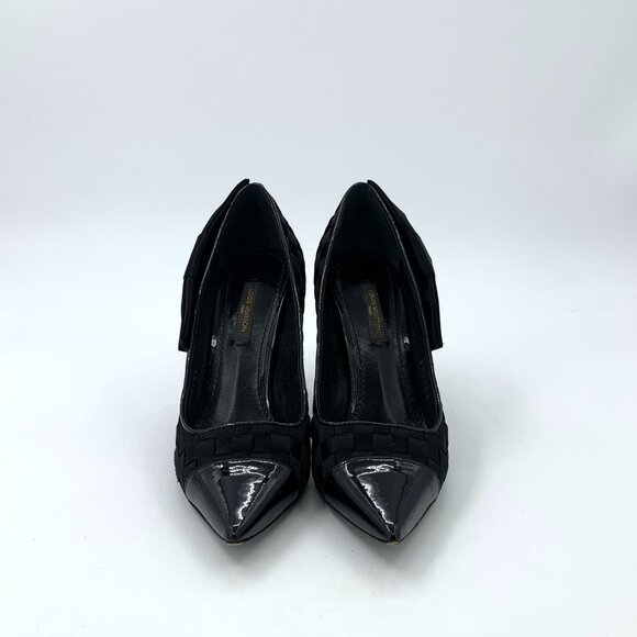 Louis Vuitton Black Leather Patchwork Pointed Toe Thin Heel Shoes Size 35.5 With - Picture 4 of 8